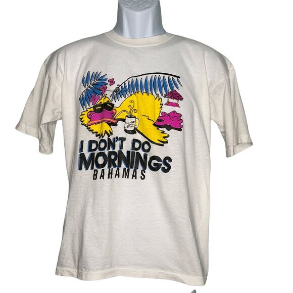 I Dont Do Mornings T Shirt Mens Size XL Vintage 90s Bahamas Coffee Single Stitch - Picture 1 of 10